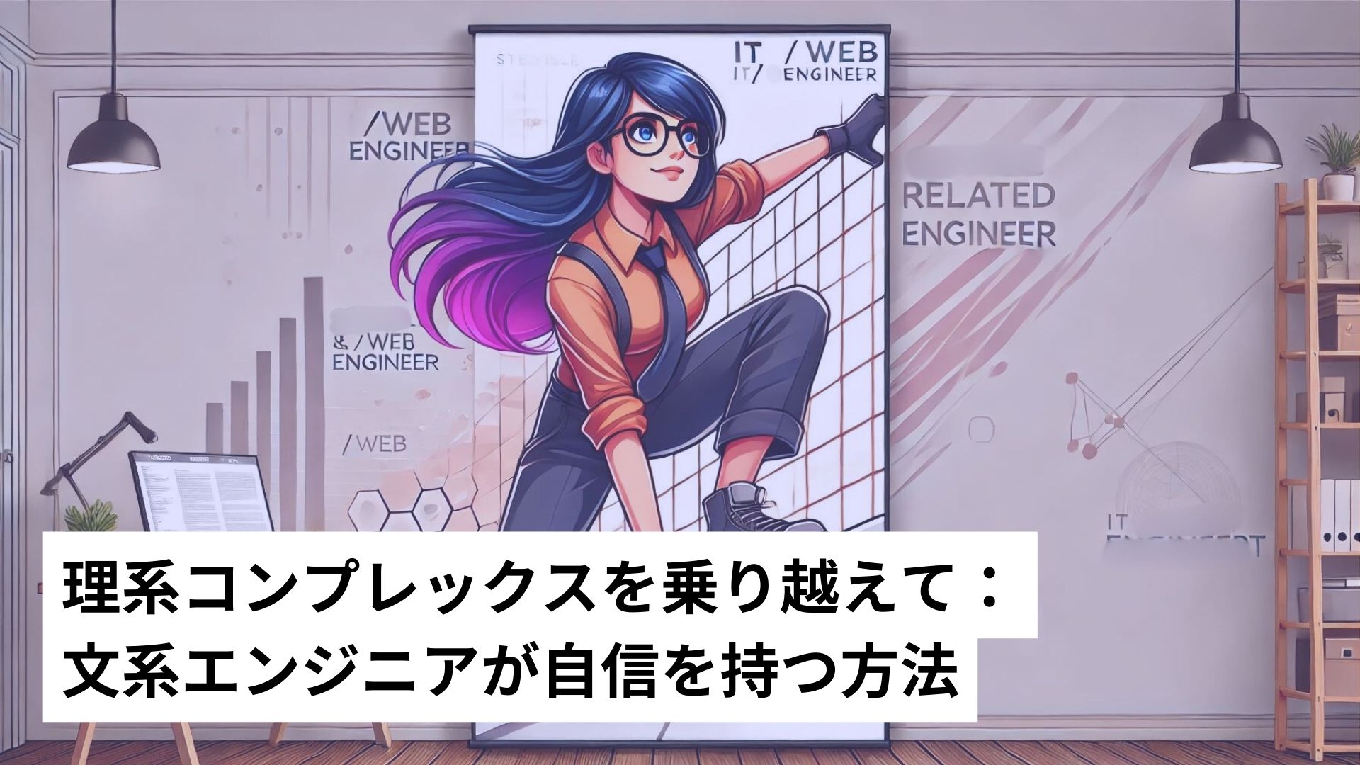 眼鏡の女性が何かを飛び越えようとする様子