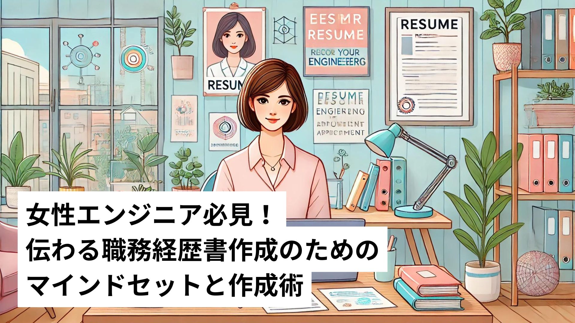 デスクに座り、パソコンを操作する女性がこちらを見つめる画像